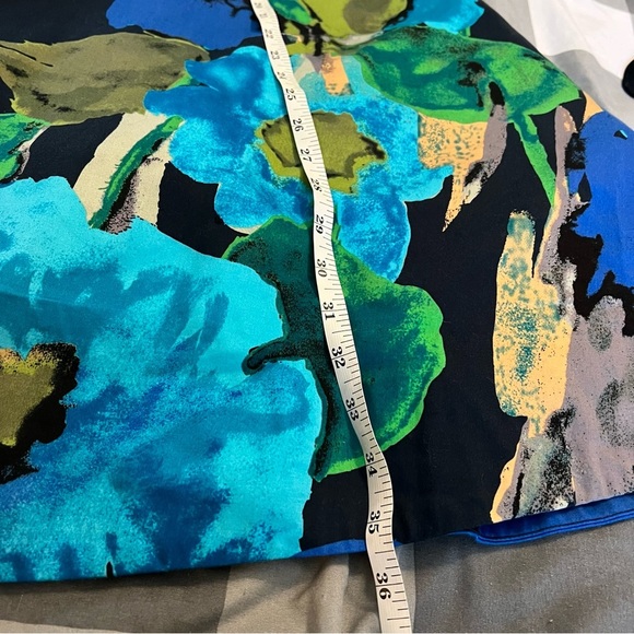 Anthropologie Vanessa Virginia Blue Watercolor Floral Print 50s Midi Dress sz 14 - Picture 14 of 16